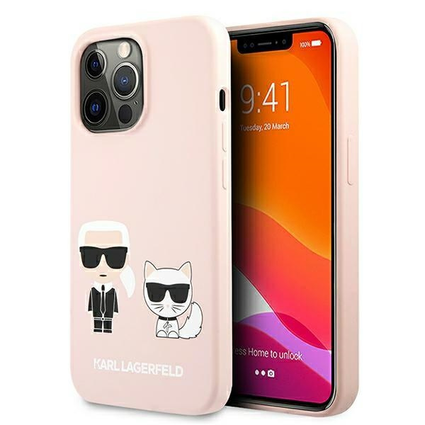 Etui KARL LAGERFELD Apple iPhone 13 Pro Max Silicone Ikonik Karl & Choupette Magsafe Różowy Hardcase