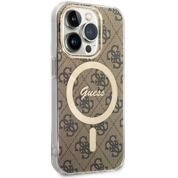 Etui Guess GUHMP14LH4STW iPhone 14 Pro 6.1" brązowy/brown hardcase 4G MagSafe Case