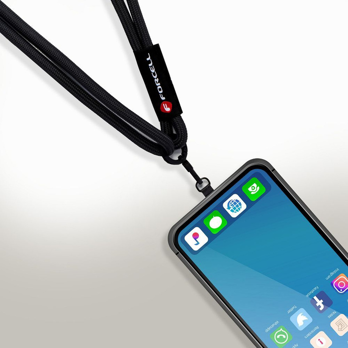 Smycz do telefonu crossbody z regulacją długości Forcell F-Design S10X165 (max 82,5cm w pętli) czarna