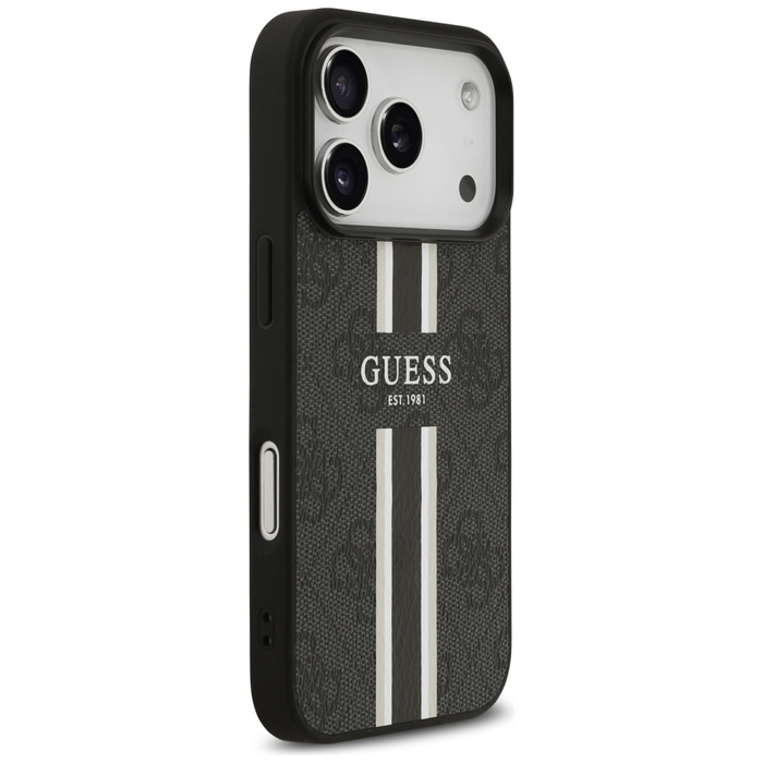 Etui Guess 4G Printed Stripes MagSafe do iPhone 17 Pro czarny