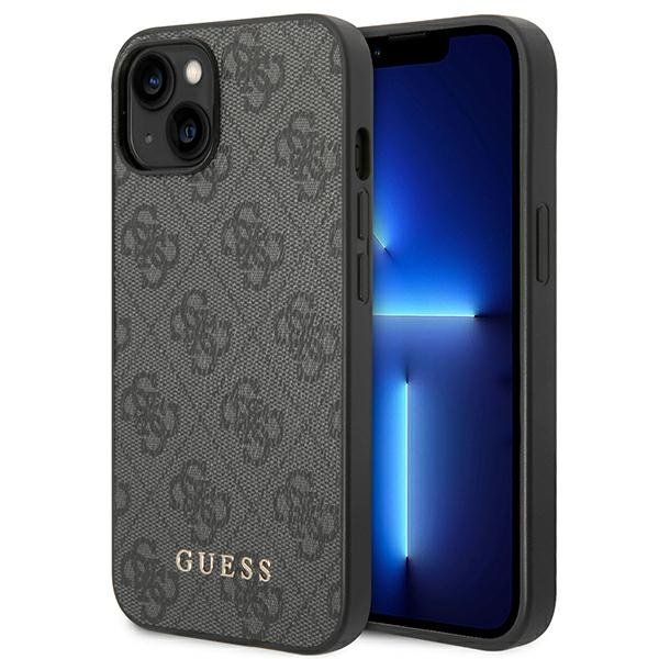 Etui GUESS Apple iPhone 14 4G Metal Gold Logo Szary Hardcase
