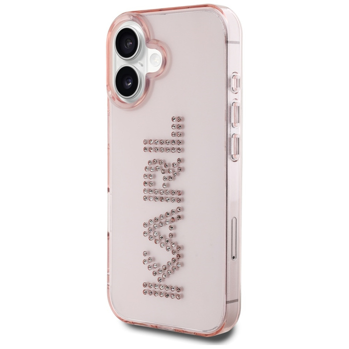 Etui Karl Lagerfeld IML Rhinestones Logo do iPhone 16 różowy