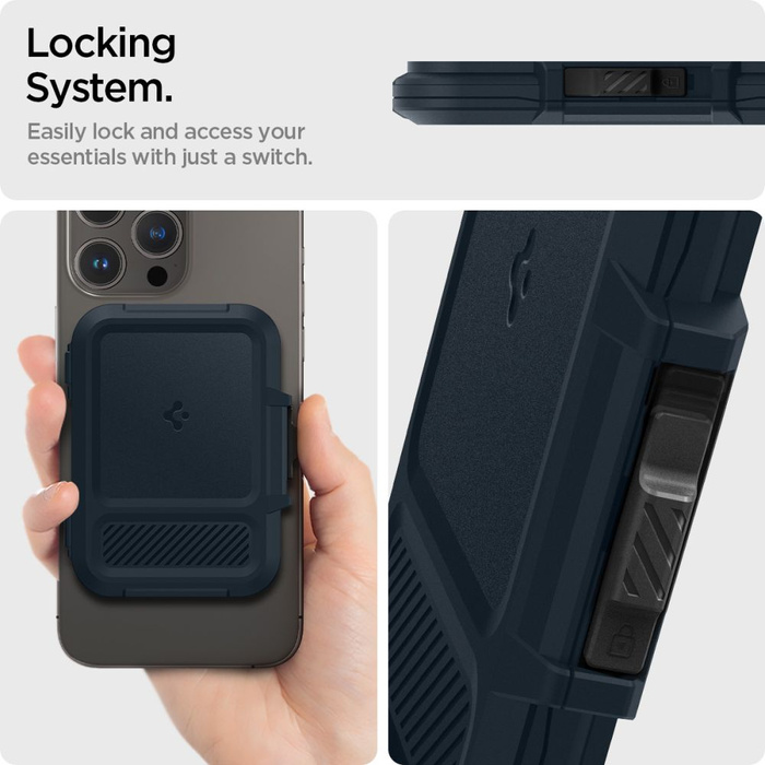 PORTFEL MAGASEF SPIGEN LOCK FIT UNIWERSALNY CARD HOLDER GRANATOWY