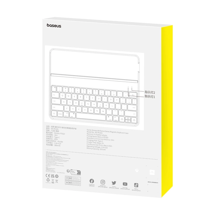 Etui z klawiaturą Baseus Brilliance Series na iPad mini 8.3'' (6 gen.) + kabel USB-C - czarne