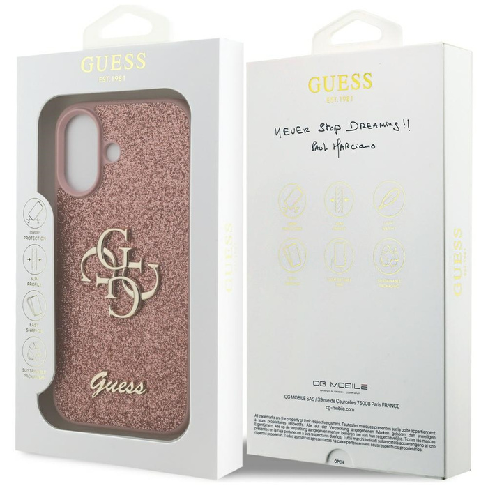 Etui Guess Fixed Glitter Big 4G do       iPhone 17 różowy