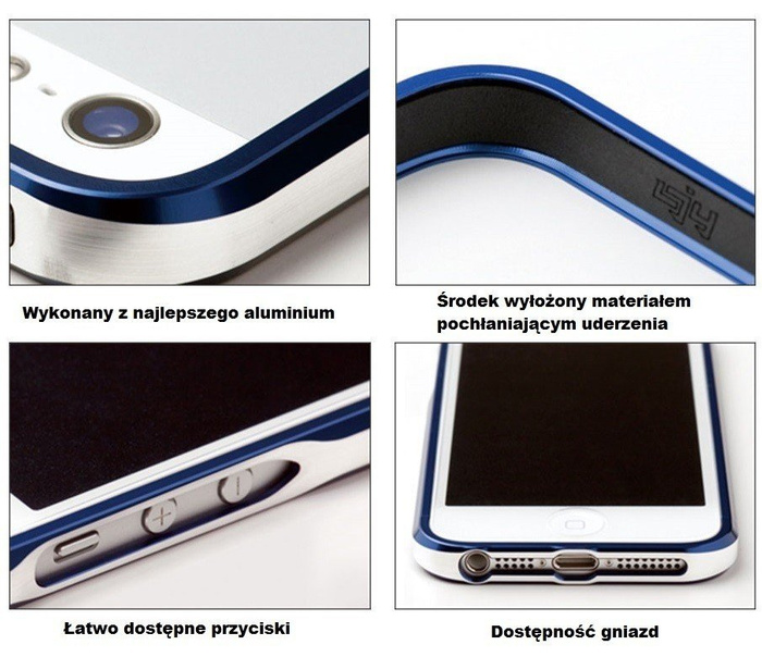 Etui LJY Sword 5+ iPhone 5 5S SE Aluminium Bumper Ramka RED