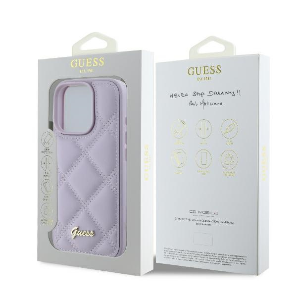 Etui Guess iPhone 16 Pro Max 6.9" jasnofioletowy/light purple hardcase Quilted Metal Logo