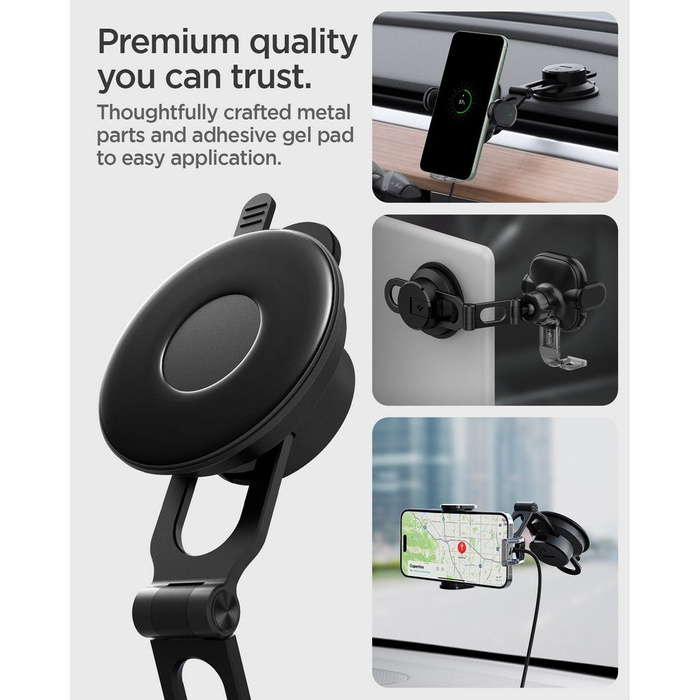 Uchwyt Spigen Uts35w Onetap Universal Windshield & Dashboard Car Mount Wireless Charger Black