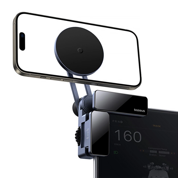 Uchwyt magnetyczny Baseus MaxView montowany na wyświetlaczu samochodowym - szary