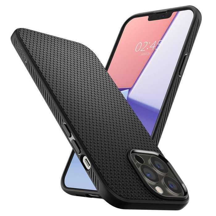 Etui Spigen iPhone 13 Pro Liquid Air Matte Black Case + Szkło Hartowane Full Cover