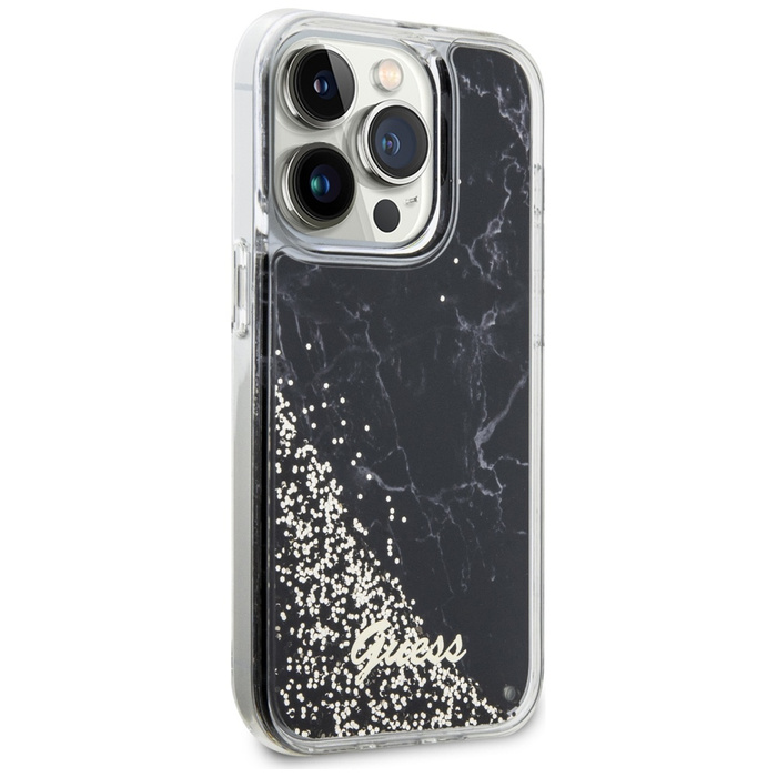 Etui Guess GUHCP14LLCSGSGK iPhone 14 Pro 6.1" czarny/black hardcase Liquid Glitter Marble Case