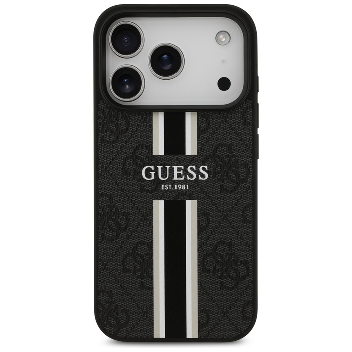 Etui Guess 4G Printed Stripes MagSafe do iPhone 17 Pro czarny