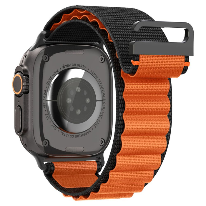 PASEK SPIGEN WBF1 BAND APPLE WATCH 6 / 7 / 8 / 9 / 10 / SE / ULTRA 1 / 2 (44 / 45 / 46 / 49 MM) BLACK/ORANGE