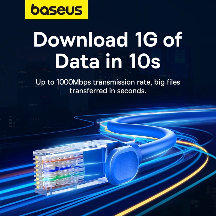 Kabel sieciowy Baseus Ethernet RJ45, Cat.6, 0,5m (niebieski)