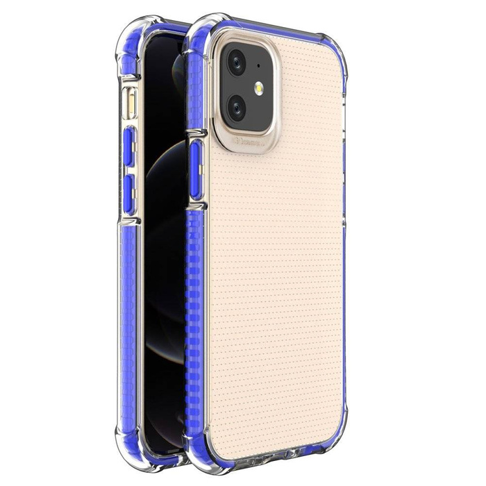 Spring Armor żelowy elastyczny pancerny pokrowiec z kolorową ramką do iPhone 12 mini niebieski