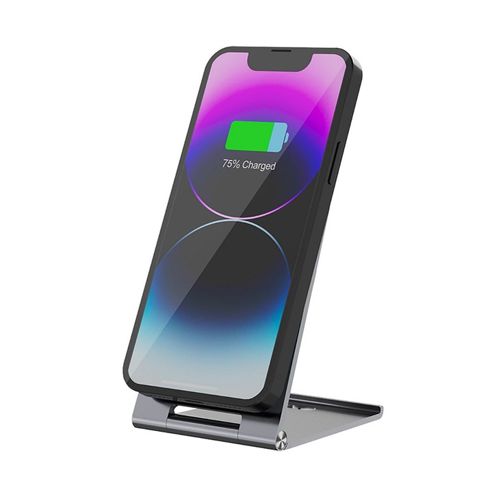 Ładowarka indukcyjna Forcell F-Energy Flip Charge USB C Qi2 15W zgodna z MagSafe srebrna 0INT