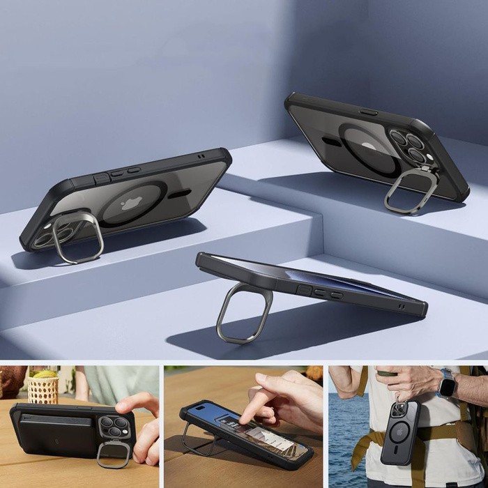 Etui Esr Armor Tough Kickstand Halolock Magsafe iPhone 15 Pro Clear/black Case