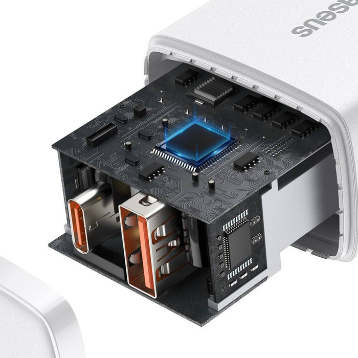 Baseus Compact szybka ładowarka sieciowa USB / USB Typ C 20W 3A Power Delivery Quick Charge 3.0 biały (CCXJ-B02)