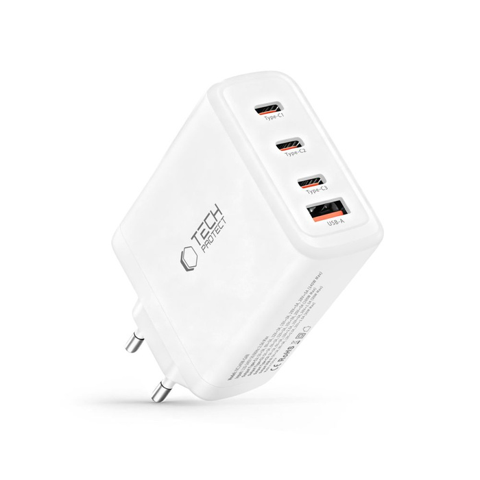 TECH-PROTECT NC140W-GAN 4-PORT NETWORK CHARGER PD 140W / QC3.0 WHITE