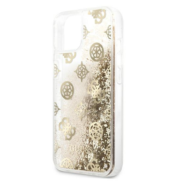 Etui GUESS Apple iPhone 13 Mini Peony Liquid Glitter Złoty Hardcase
