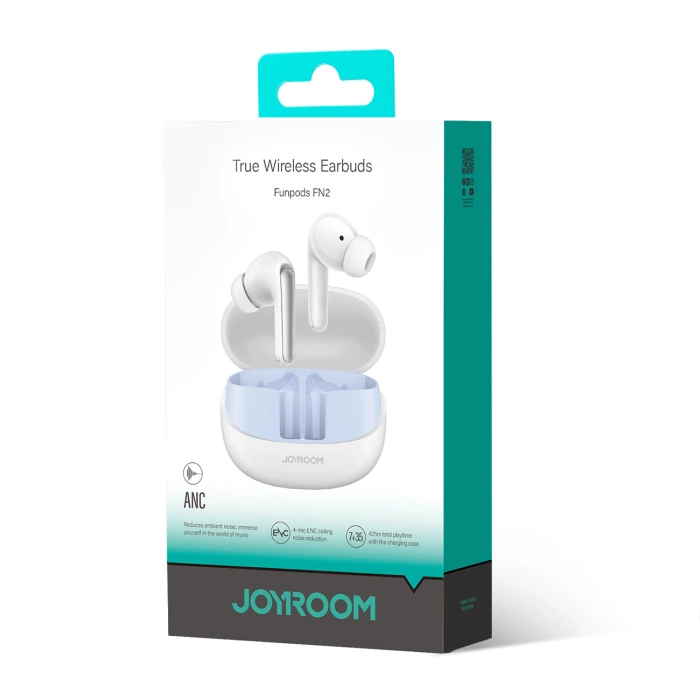Słuchawki Joyroom Funpods JR-FN2 douszne TWS z Bluetooth 5.4, funkcją ANC i ochroną IP54 - białe