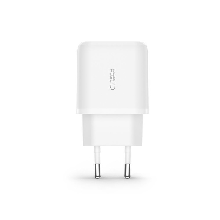 ŁADOWARKA TECH-PROTECT C20W 2-PORT NETWORK CHARGER PD20W/QC3.0 + LIGHTNING CABLE WHITE