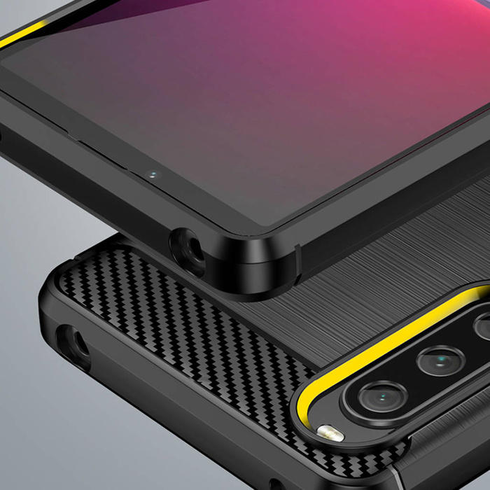 Etui Carbon Case etui do Sony Xperia 10 V elastyczny silikonowy karbonowy pokrowiec czarne Case