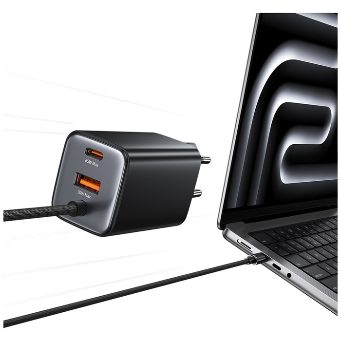 Ładowarka sieciowa USAMS JC Series CC266 65W GaN Fast Charger 2xUSB-C 1xUSB-A biały