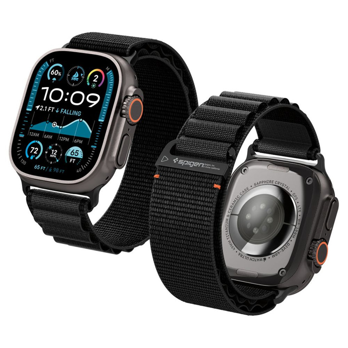 PASEK SPIGEN WBF1 BAND APPLE WATCH 6 / 7 / 8 / 9 / 10 / SE / ULTRA 1 / 2 (44 / 45 / 46 / 49 MM) BLACK