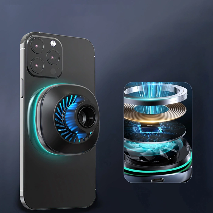 Uchwyt samochodowy Wozinsky WCT5-6S2Y z ładowarką indukcyjną Qi/MagSafe 15W z wentylatorem na kratkę nawiewu - czarny