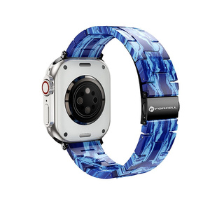 Pasek do Apple Watch Forcell F-Design FA04 zatrzask żywiczny marmurkowy 42 / 44 / 45 / 49 mm niebieski