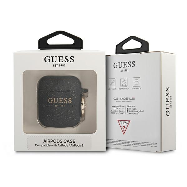 Etui GUESS Apple AirPods Silicone Glitter Czarny Case