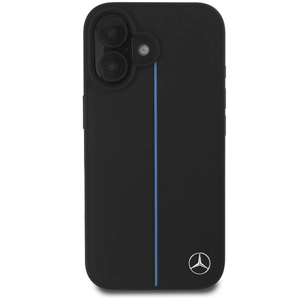 Etui Mercedes iPhone 16  6.1" czarny/black hardcase MB Blue Line Leather MagSafe