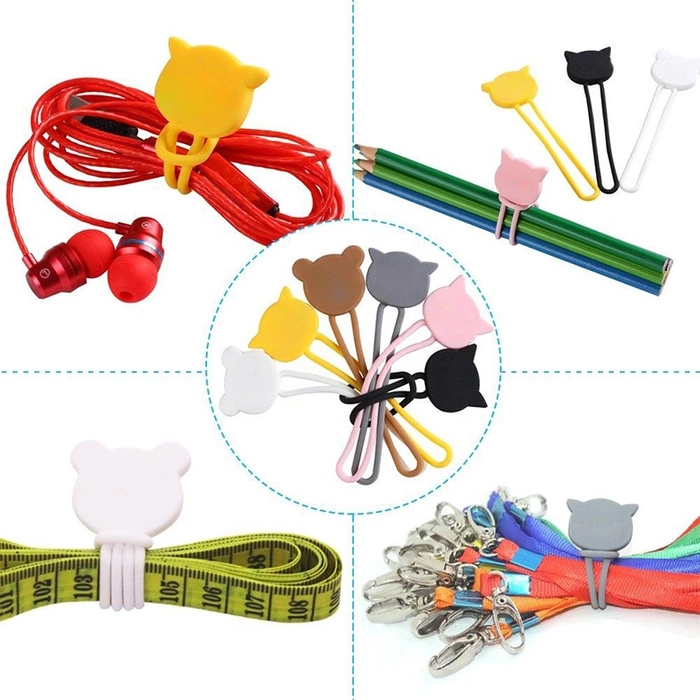 Silikonowy zwijacz kabla - czarny