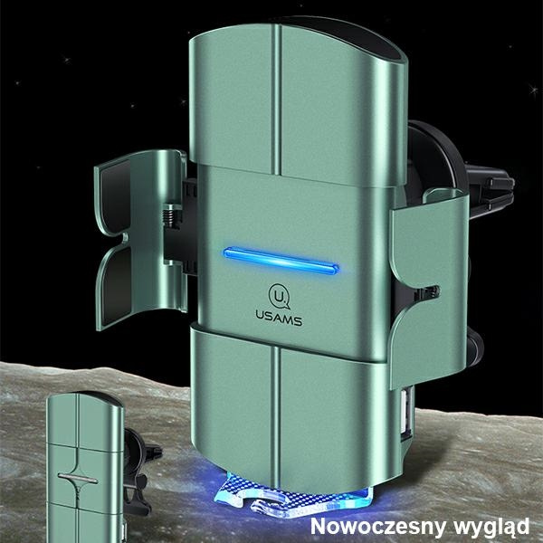 Uchwyt Indukcyjny USAMS Do Kratki Wentylacyjnej 10W Automatic Starod US-CD133 CD133ZJ02 Zielony