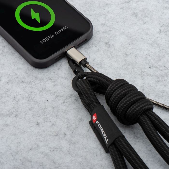 Smycz do telefonu crossbody z regulacją długości Forcell F-Design S10X165 (max 82,5cm w pętli) czarna