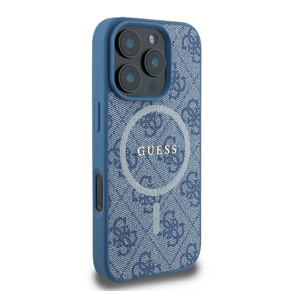 Etui Guess iPhone 16 Pro 6.3" niebieski/blue hardcase 4G Ring Classic Logo MagSafe