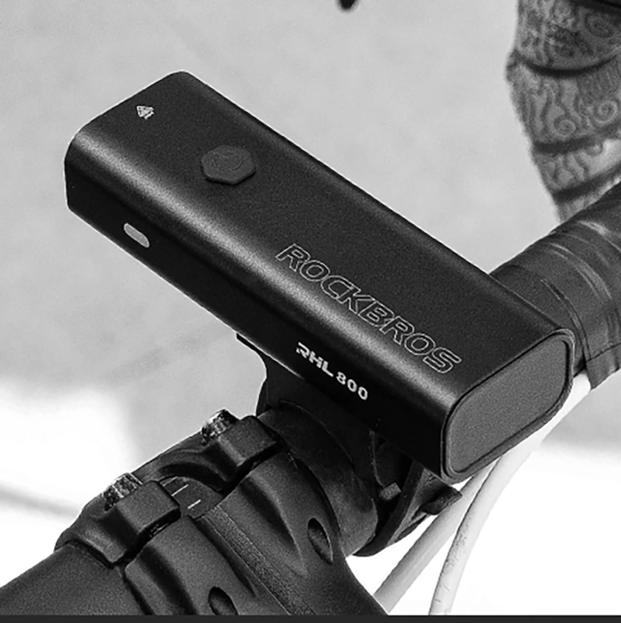 Lampka rowerowa przednia Rockbros 24710012001 800 lm + kabel USB-C - USB-A - czarna