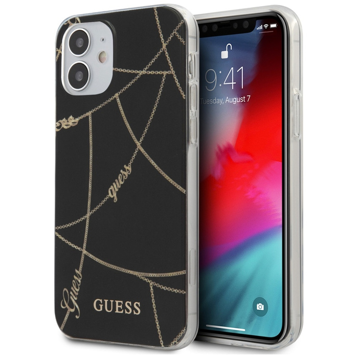 Etui GUESS Apple iPhone 12 Mini Gold Chain Collection Czarny Hardcase