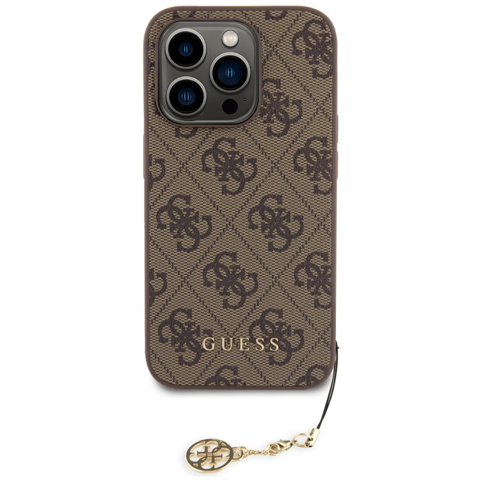 Etui Guess GUHCP15LGF4GBR iPhone 15 Pro 6.1" brązowy/brown hardcase 4G Charms Collection Case