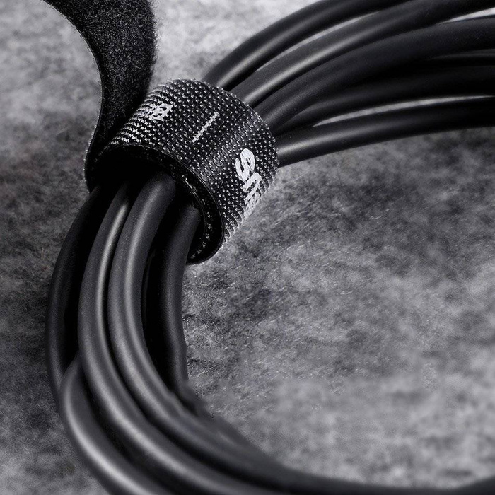 Baseus Rainbow Circle hook and loop Straps - taśma rzepowa rzep organizer kabli 3m czarny (ACMGT-F01)