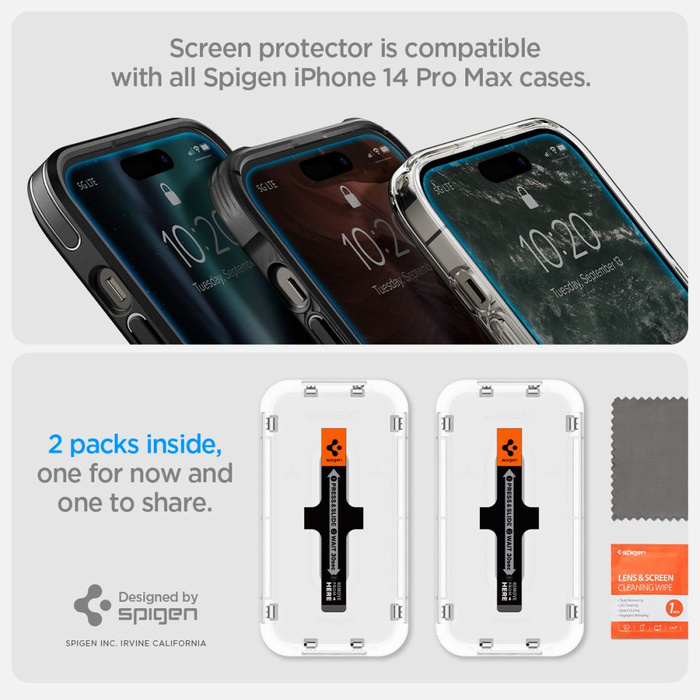 Szkło Hartowane Spigen Glas.tr ”ez Fit” 2-pack iPhone 14 Pro Max Clear