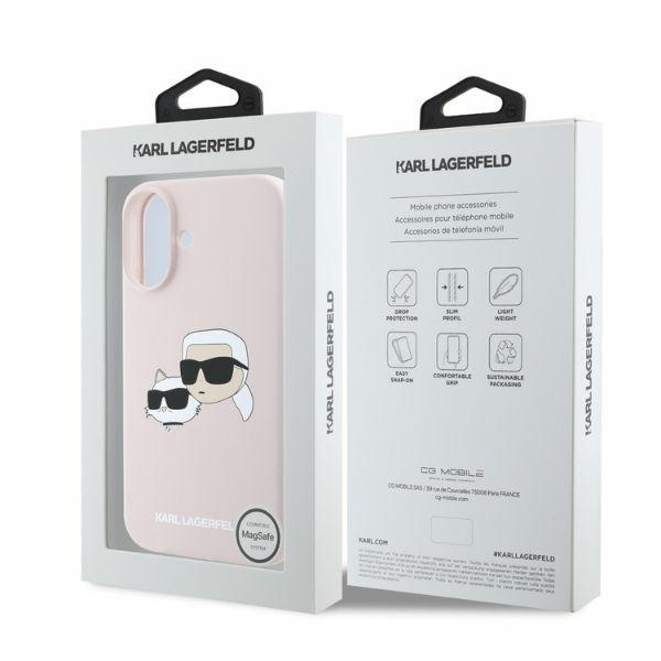 Etui Karl Lagerfeld iPhone 16 różowy/pink HC MagSafe Sil Double Heads Print