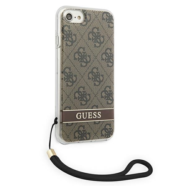 Etui GUESS Apple iPhone SE 2022 SE 2020 7 8 4G Print Strap Brązowy Hardcase