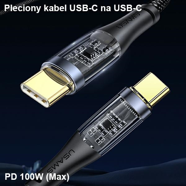 USAMS Ład. sam. 2xUSB+1xUSB-C 80W Fast Charge + kabel USB-C - USB-C  BXLACCTC01