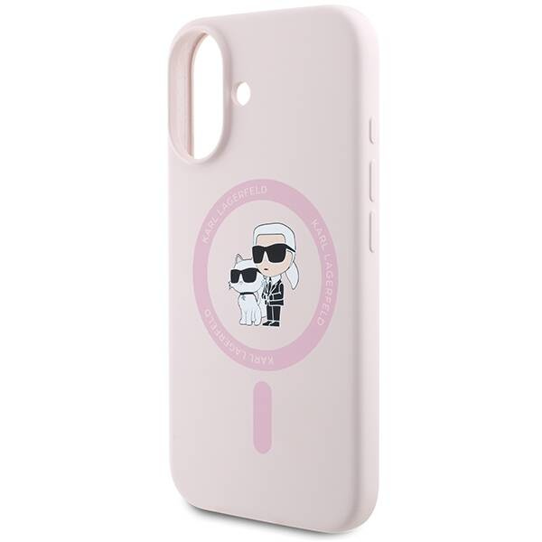 Etui Karl Lagerfeld iPhone 16 różowy/pink HC MagSafe Silicone KC Heads Ring