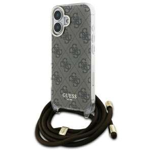 Etui Guess iPhone 16 6.1" brązowy/brown hardcase Crossbody Cord 4G Print