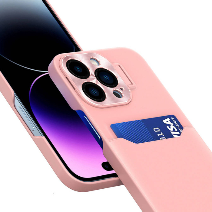 Etui Leather Stand Case Etui Do iPhone 14 Pro Max Pokrowiec Portfel Na Kartę Z Podstawką Różowe Case