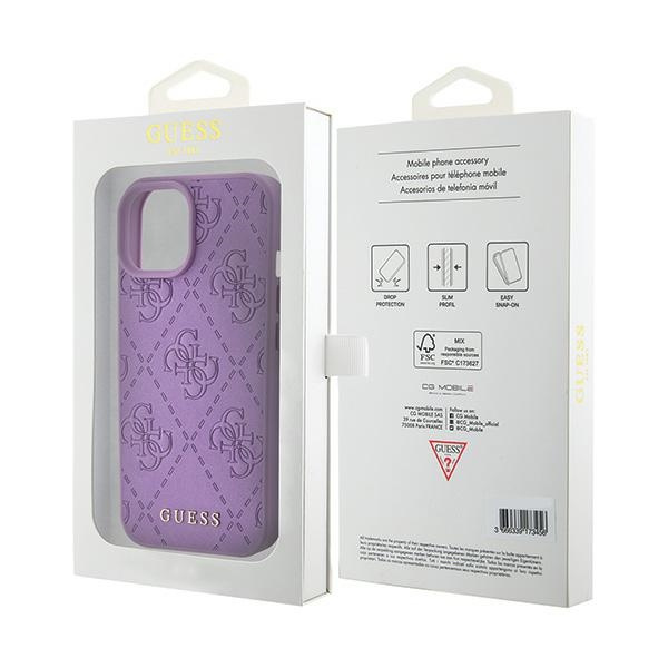Etui Guess GUHCP15SP4EPMU iPhone 15 6.1" fioletowy/light purple hardcase Leather 4G Stamped Case