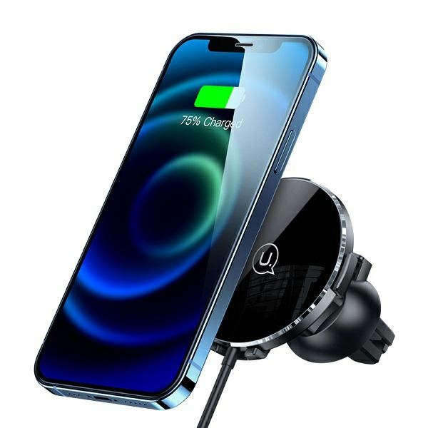 Uchwyt Indukcyjny USAMS Do Kratki Wentylacyjnej 15W 2w1 Magnetic Czarny